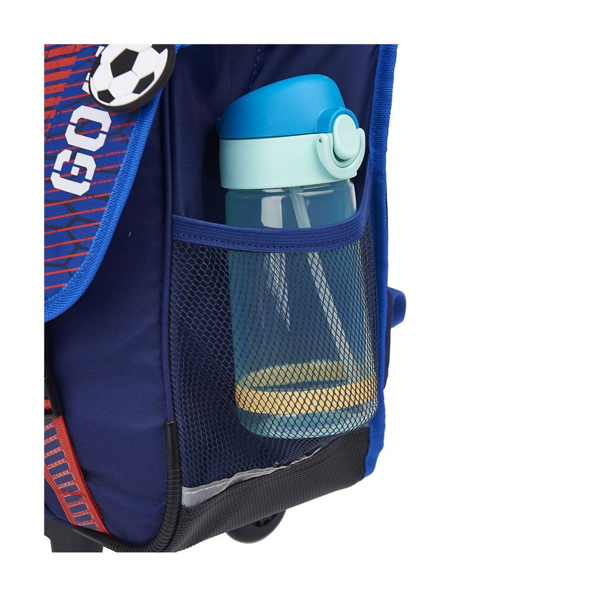 AUCHAN Cartable à roulettes 41 cm CM1/CM2 bleu Football Player