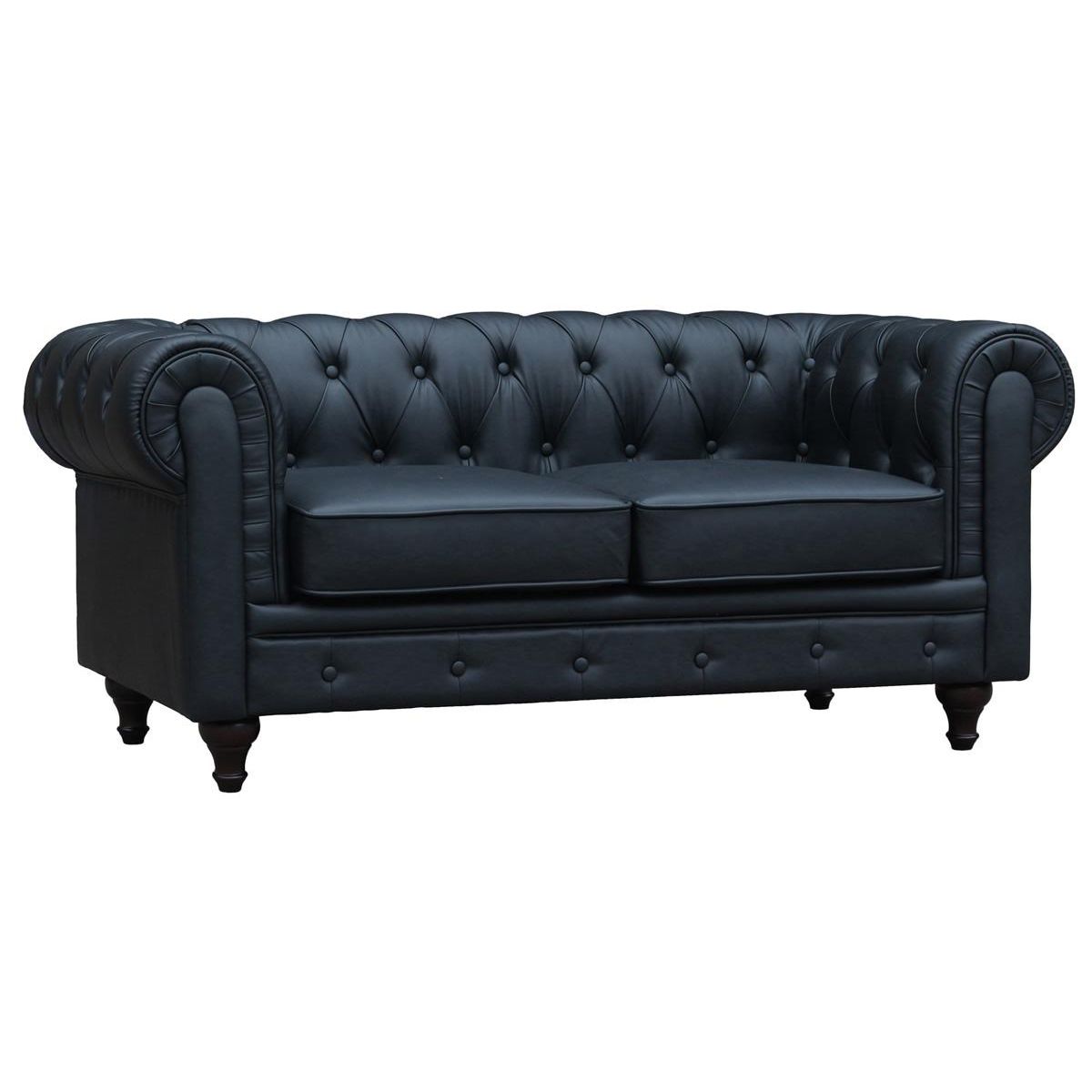 Habitat et Jardin Canapé fixe Chesterfield  Aliza  - 157 x 82 x 70 cm - 2 places - Noir