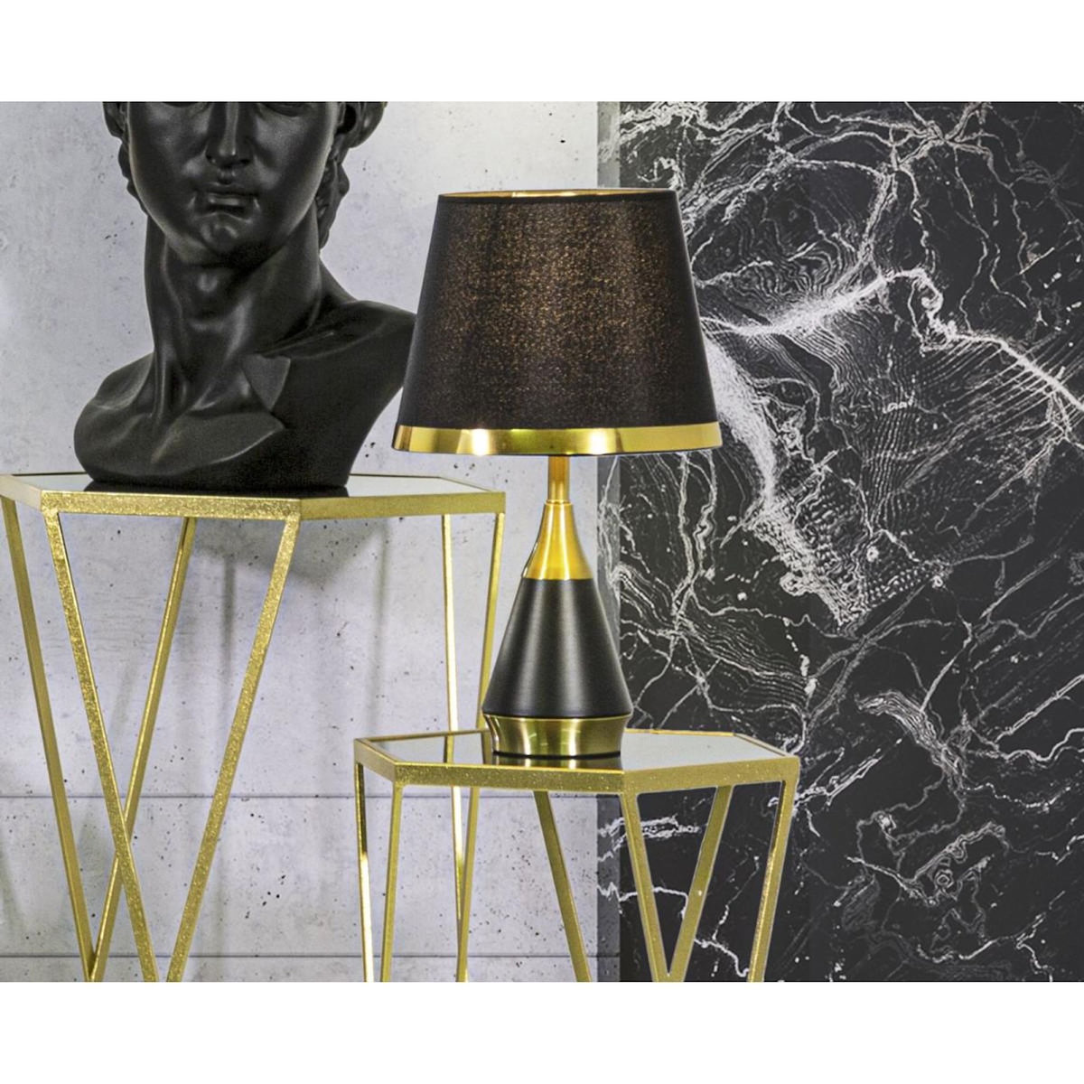 Paris Prix Lampe à Poser Design en Métal  Blacky  50cm Noir & Or
