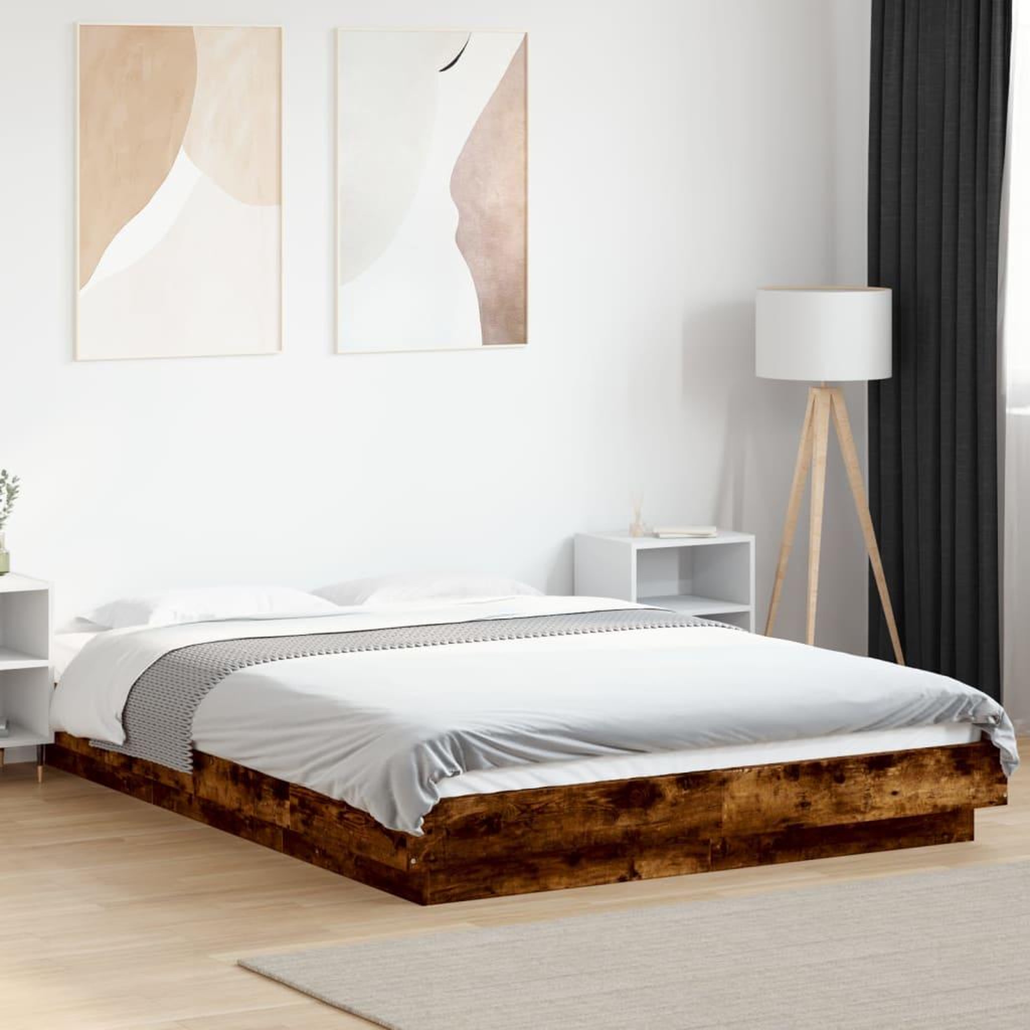 VIDAXL Cadre de lit sans matelas chene fume 120x200 cm