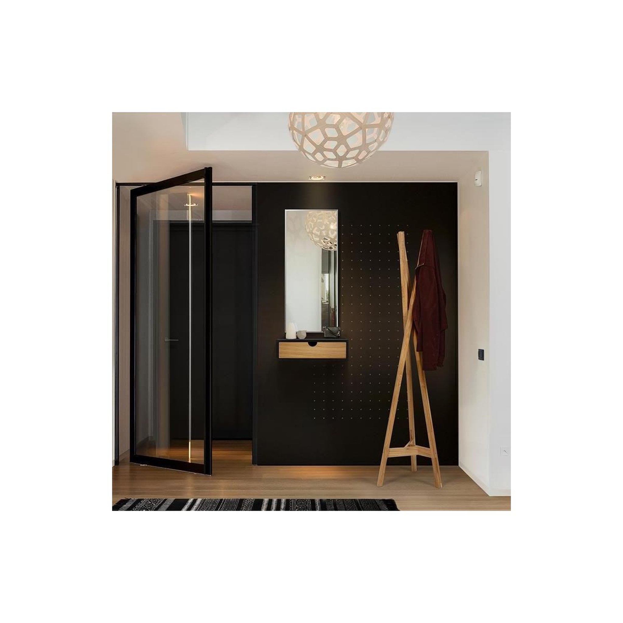 Voir la diapositive 4 : Paris Prix Chevet mural design en bois  tafar  40cm noir