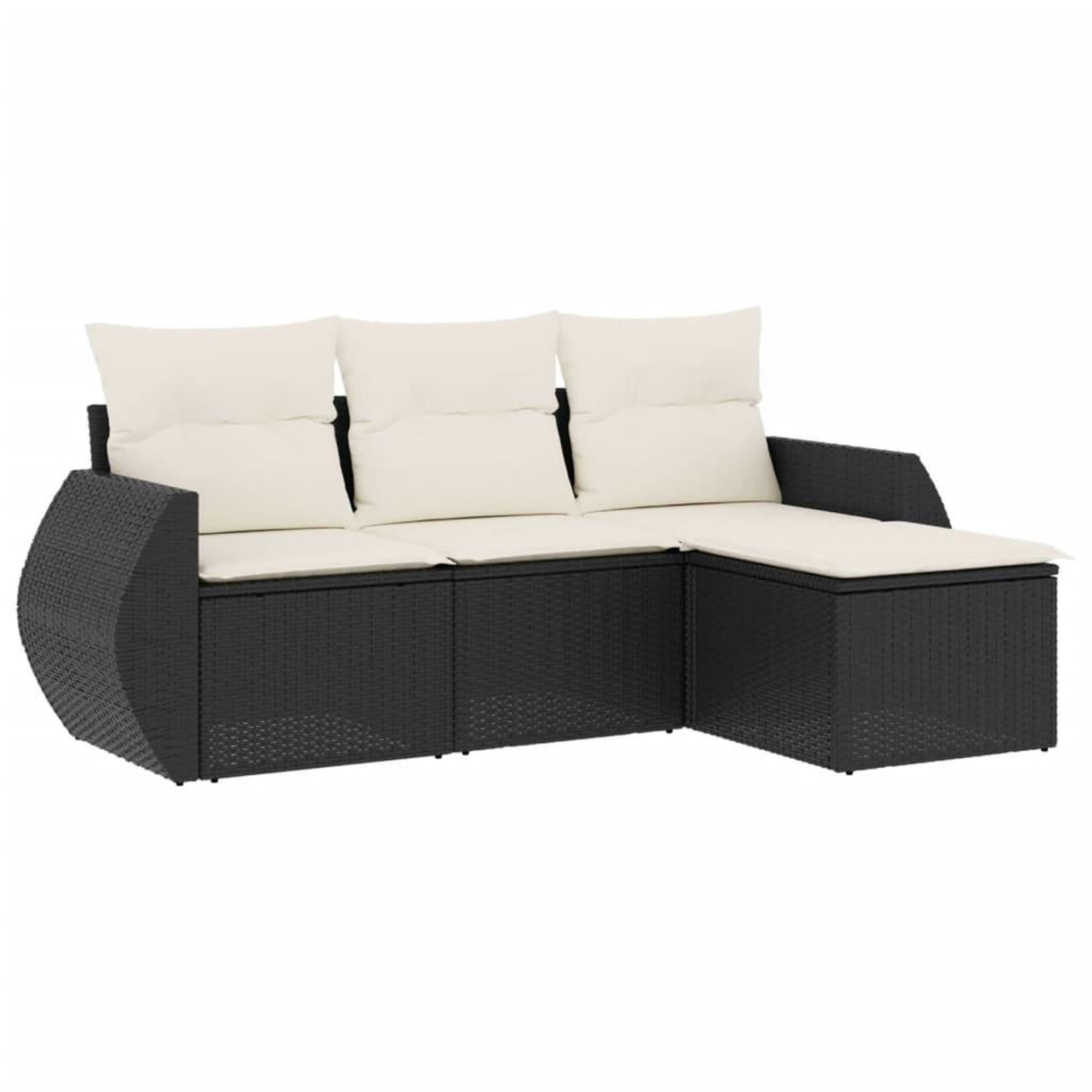 Voir la diapositive 2 : VIDAXL Salon de jardin 4 pcs avec coussins noir resine tressee