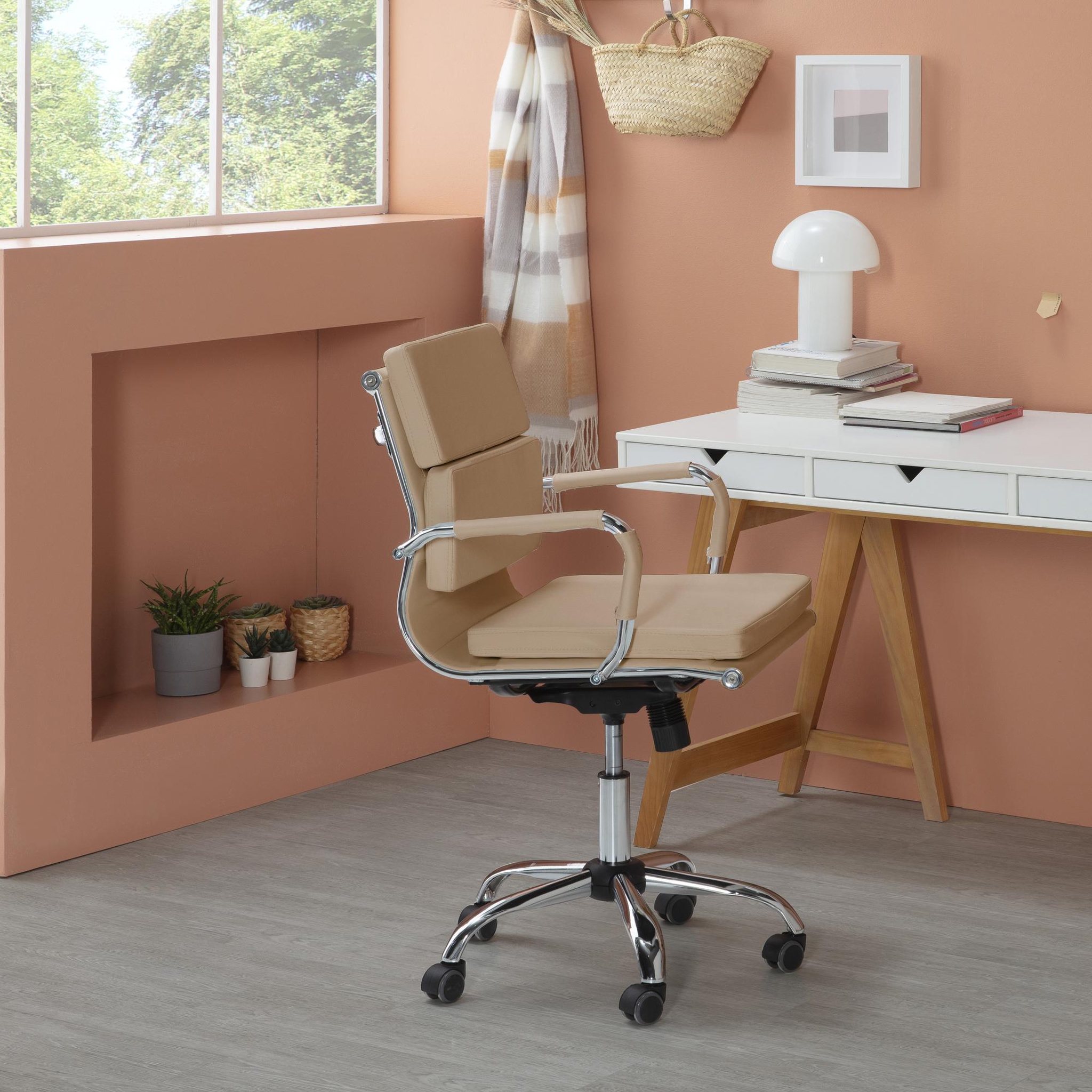 Voir la diapositive 5 : VS VENTA-STOCK Fauteuil de Bureau Fenix inclinable Taupe, Cuir synthétique