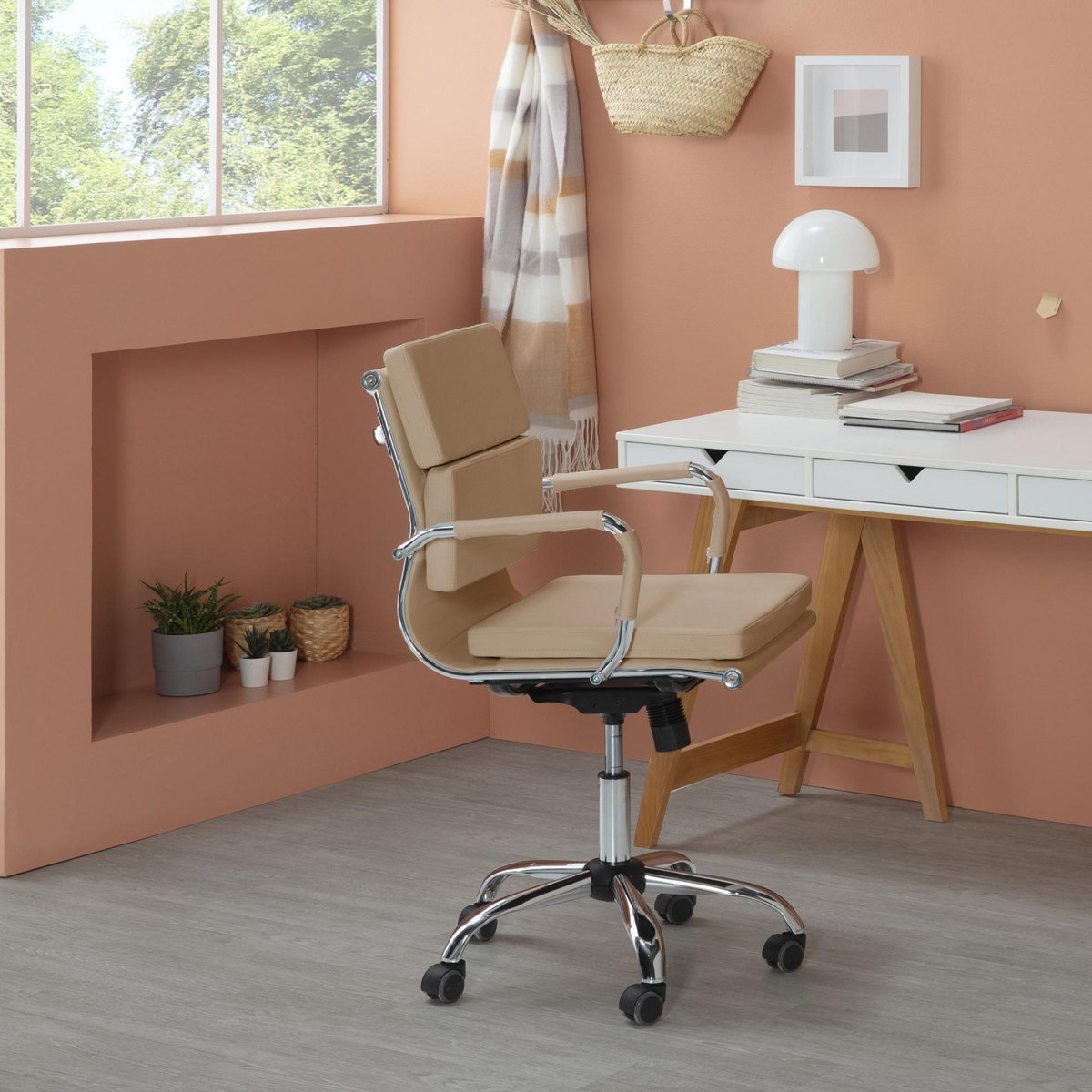 VS VENTA-STOCK Fauteuil de Bureau Fenix inclinable Taupe, Cuir synthétique