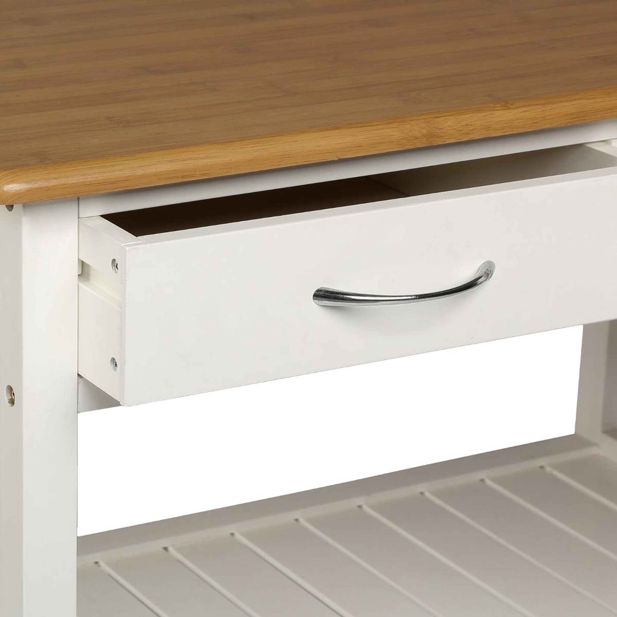Voir la diapositive 3 : FIVE SIMPLY SMART Desserte de cuisine sur roulettes en bois blanc - 2 tiroirs - 78 cm x 48 cm x H 87 cm