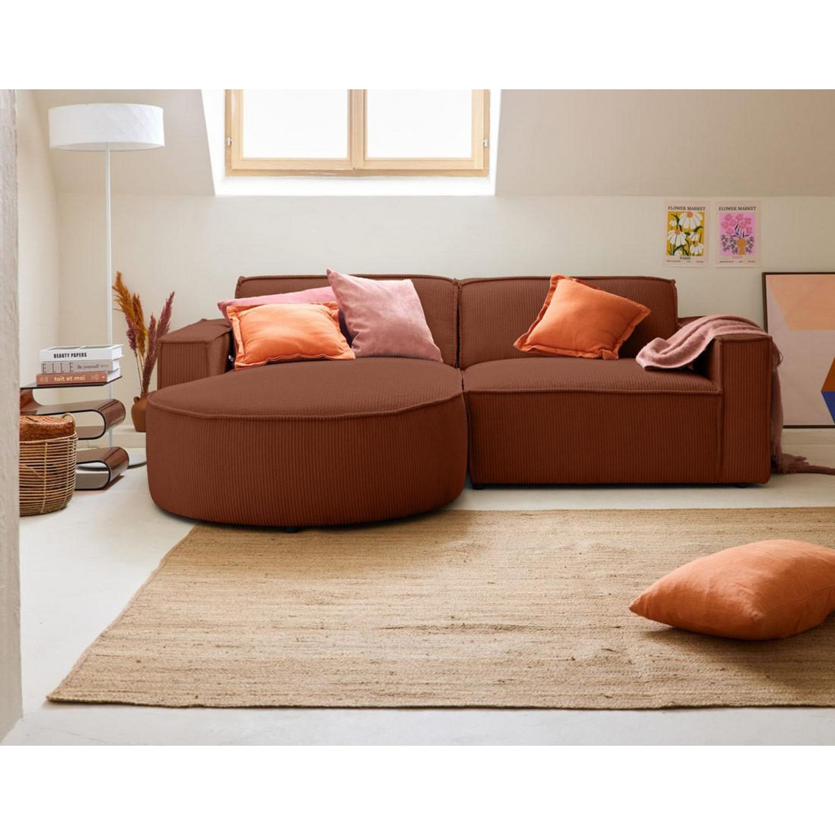 LISA DESIGN Spiaggia - canapé d'angle gauche - 4 places - en velours côtelé