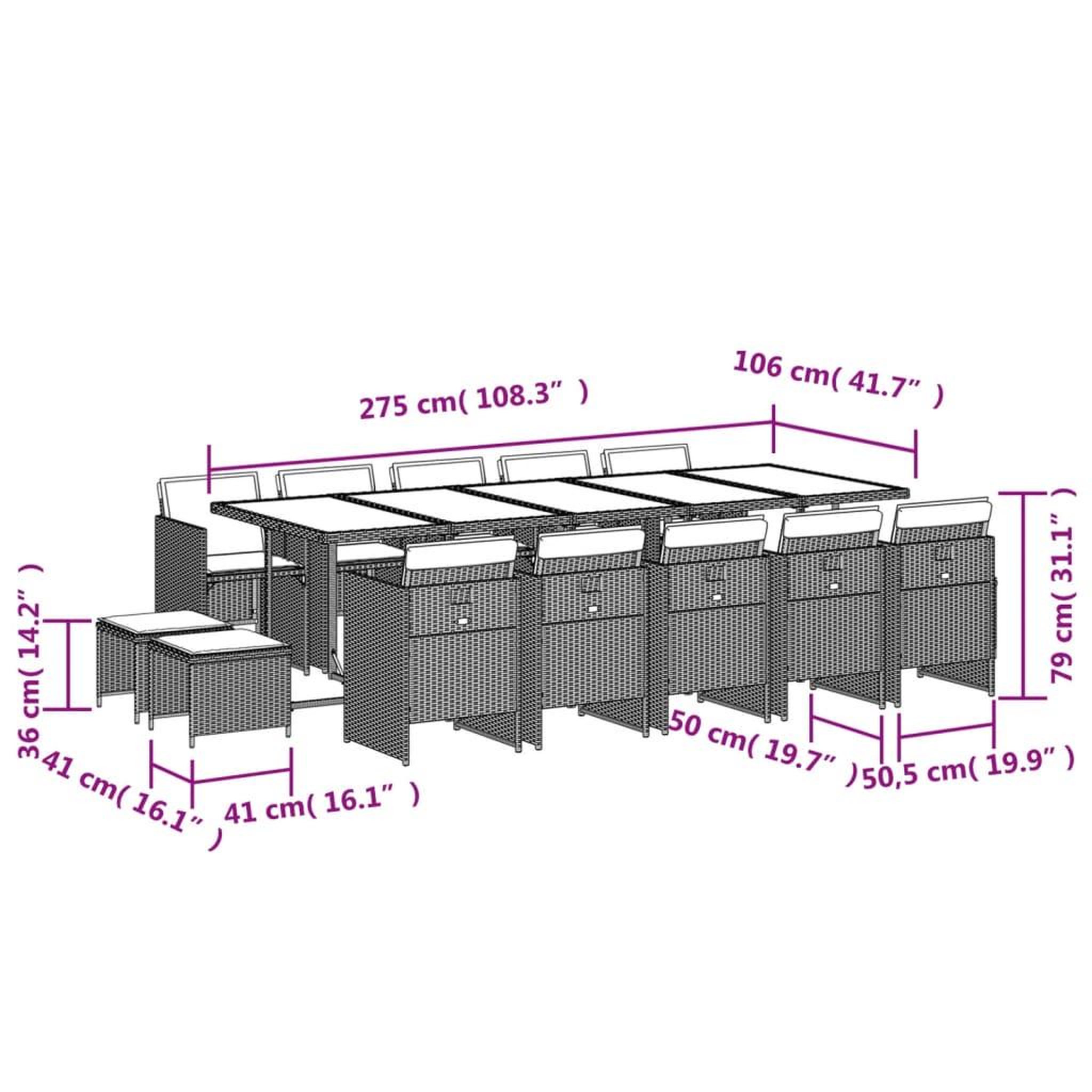 Voir la diapositive 6 : VIDAXL Ensemble a manger de jardin 15 pcs coussins noir resine tressee
