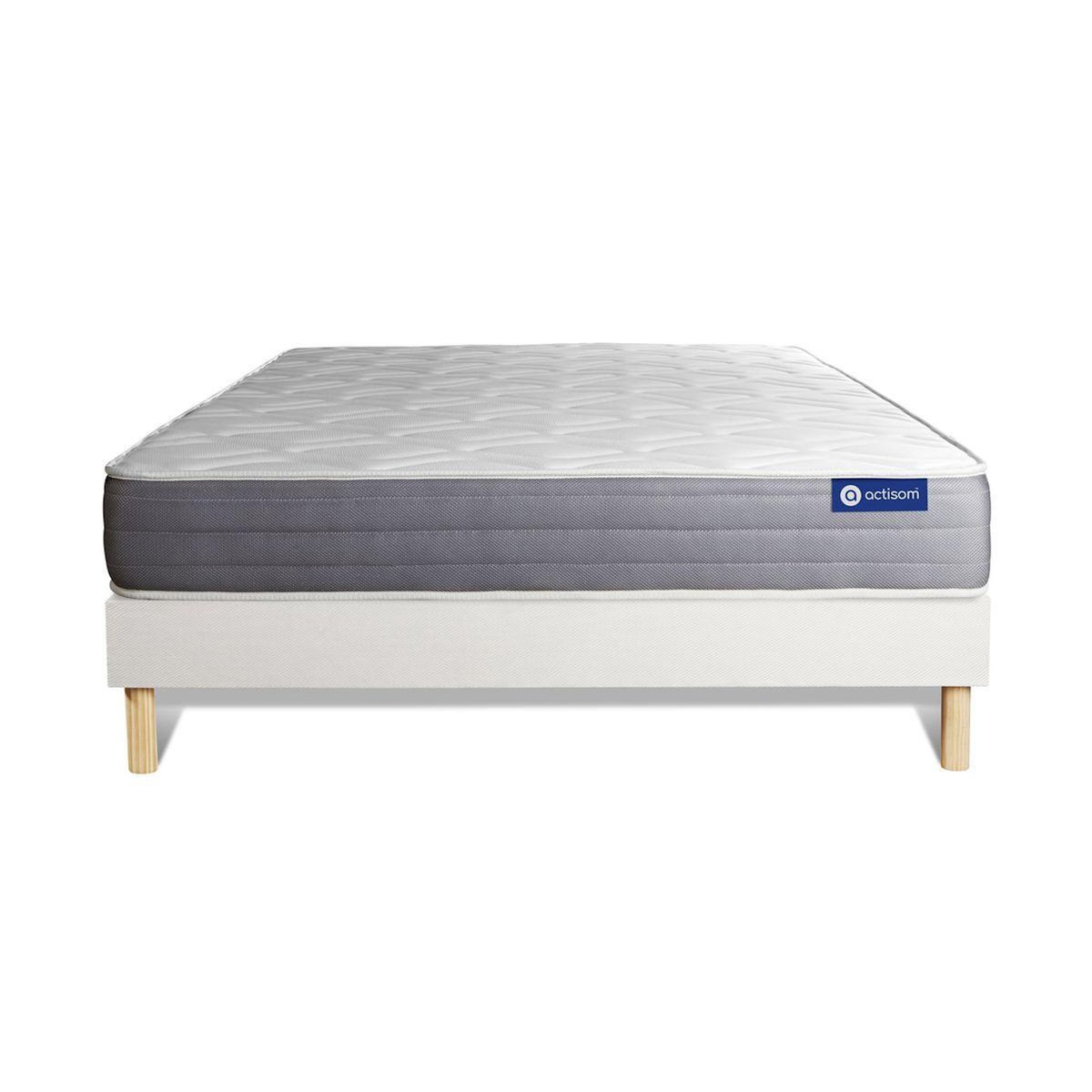 ACTISOM Ensemble matelas ACTILATEX DREAM Latex et mémoire de forme 140x200 cm 5zones de confort + sommier KIT blanc
