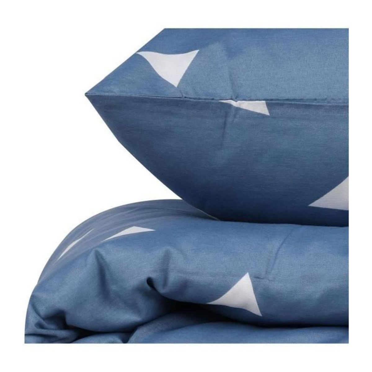 GENERIQUE Parure de lit - 1 housse de couette 220 x 240 cm + 2 taies d'oreiller 60 x 60 cm - 65% coton, 35% polyester - Bleu
