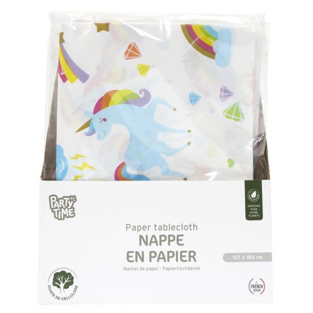Paris Prix Nappe en Papier  Licorne  137x183cm Blanc
