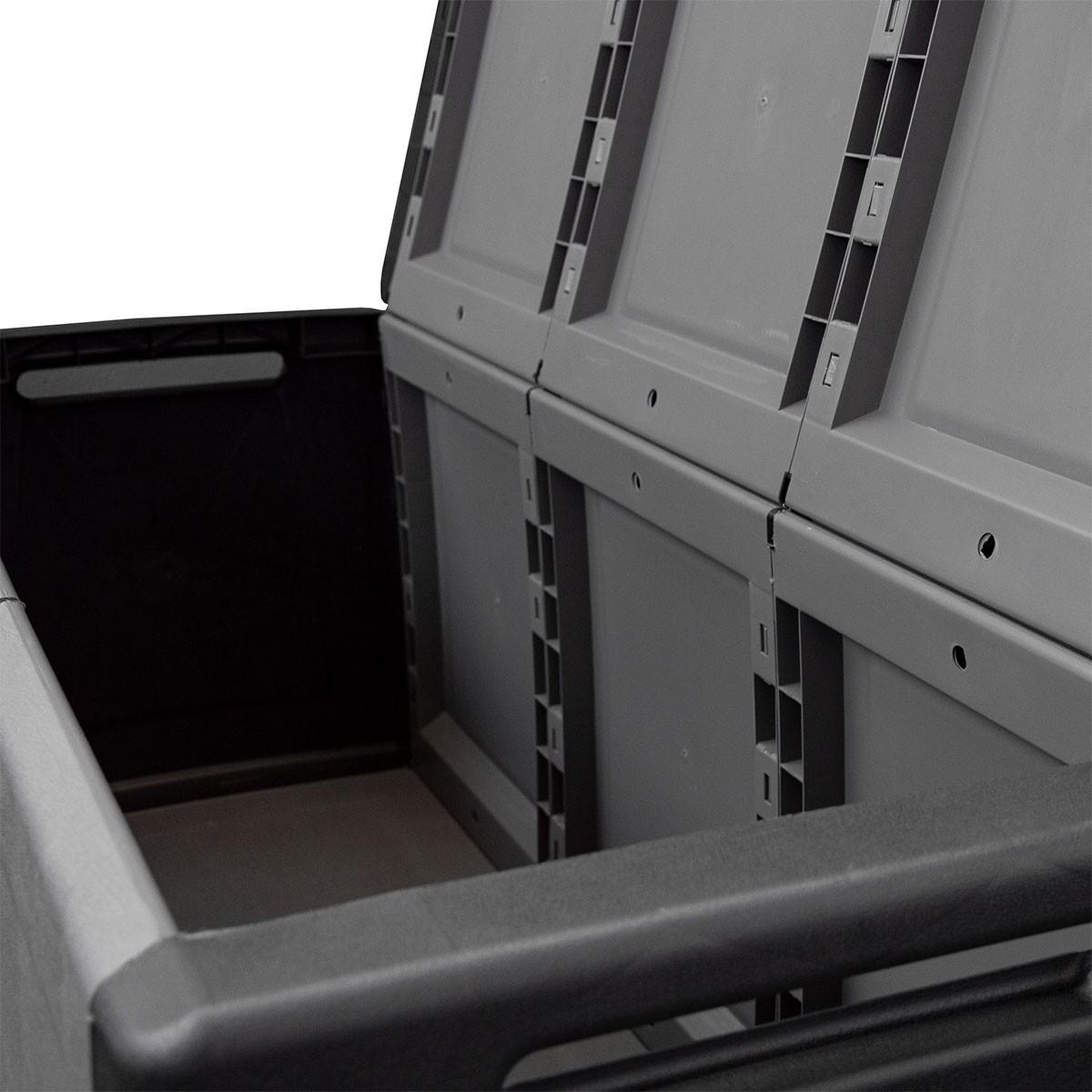 Voir la diapositive 5 : INTEC Coffre de rangement 330L Gris/Noir 138 x 53 x H57cm Poignées de transport polypropylène INTEC