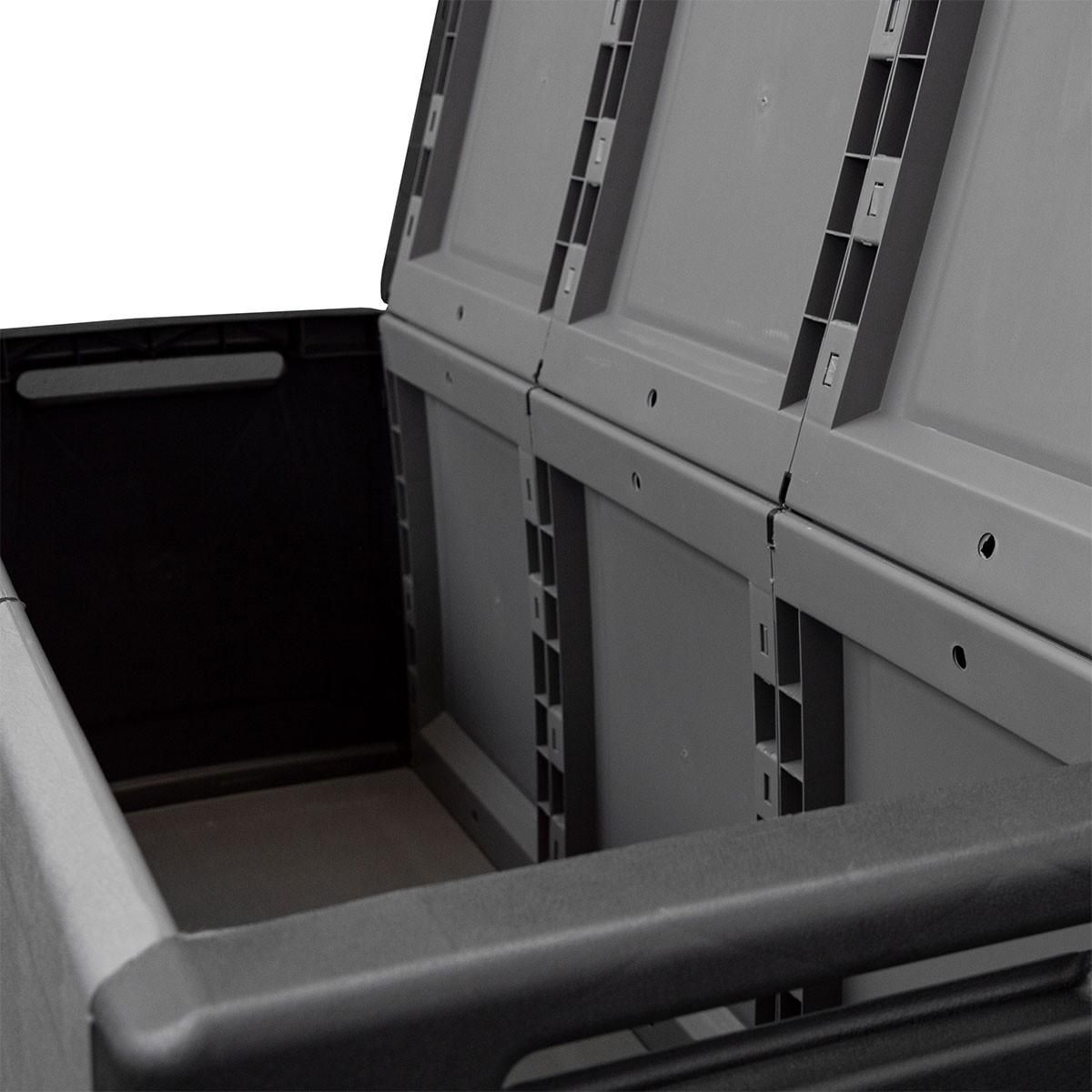 INTEC Coffre de rangement 330L Gris/Noir 138 x 53 x H57cm Poignées de transport polypropylène INTEC
