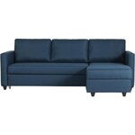 MARKET24 Canapé d'angle convertible réversible 3 places CATS - Tissu bleu - L 222 x P 150 x H 86 cm