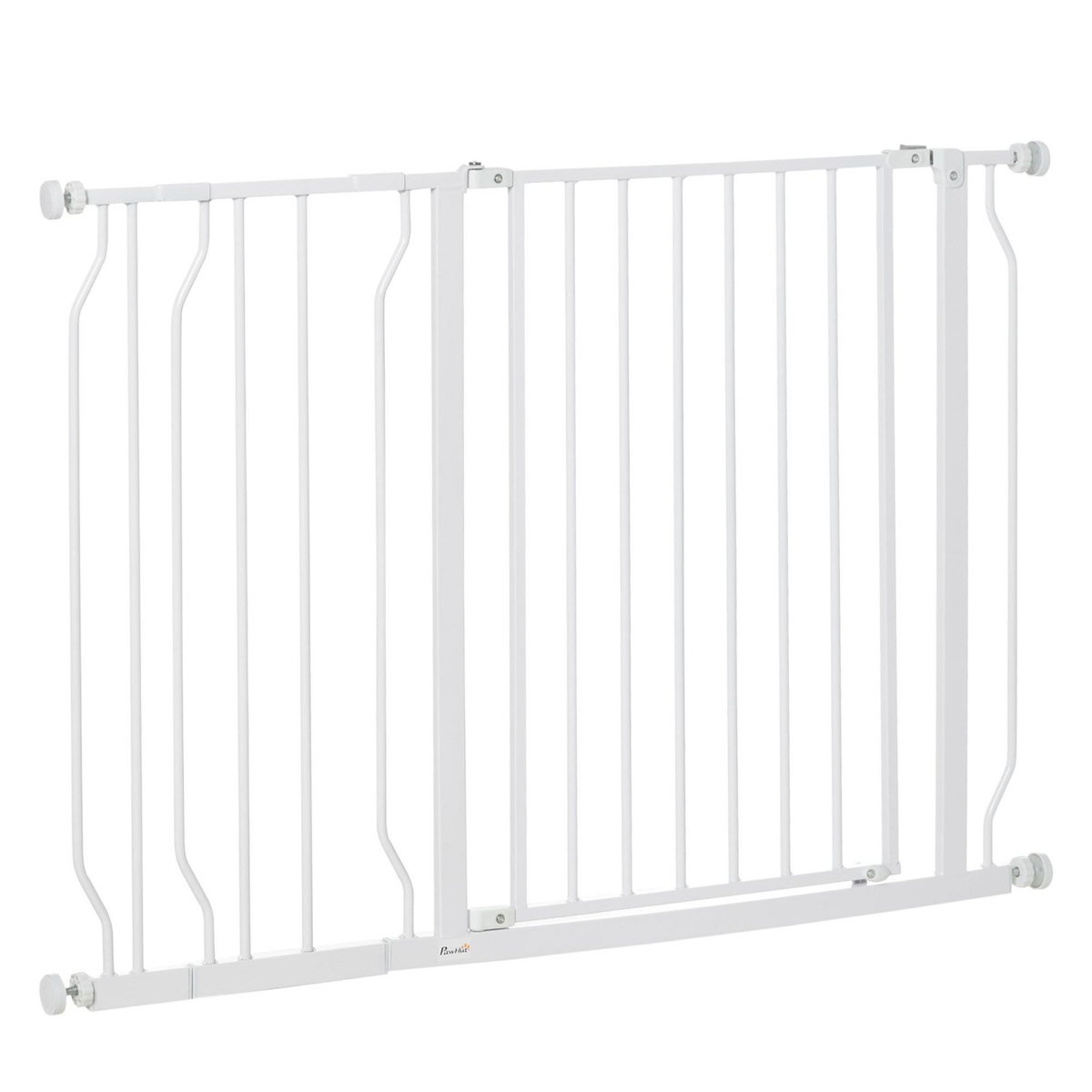 PAWHUT Barrière de sécurité barrière pour animal domestique longueur réglable barrière escaliers couloirs portes sans perçage en acier et ABS dim. 75-115L x 76H cm blanc