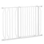 PAWHUT Barrière de sécurité barrière pour animal domestique longueur réglable barrière escaliers couloirs portes sans perçage en acier et ABS dim. 75-115L x 76H cm blanc
