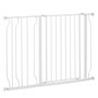 Voir la diapositive 1 : PAWHUT Barrière de sécurité barrière pour animal domestique longueur réglable barrière escaliers couloirs portes sans perçage en acier et ABS dim. 75-115L x 76H cm blanc