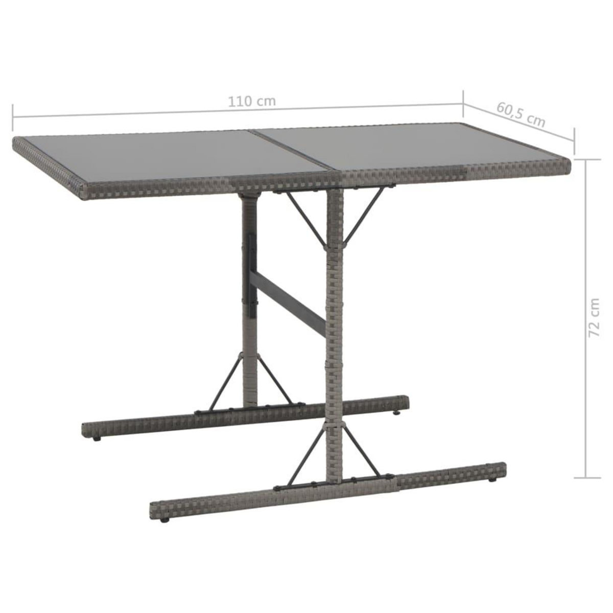 VIDAXL Ensemble a manger d'exterieur 7pcs coussins Resine tressee Gris