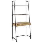 TOILINUX Bureau en MDF et Métal grand tiroir et 2 étagères. Coloris disponibles : Beige