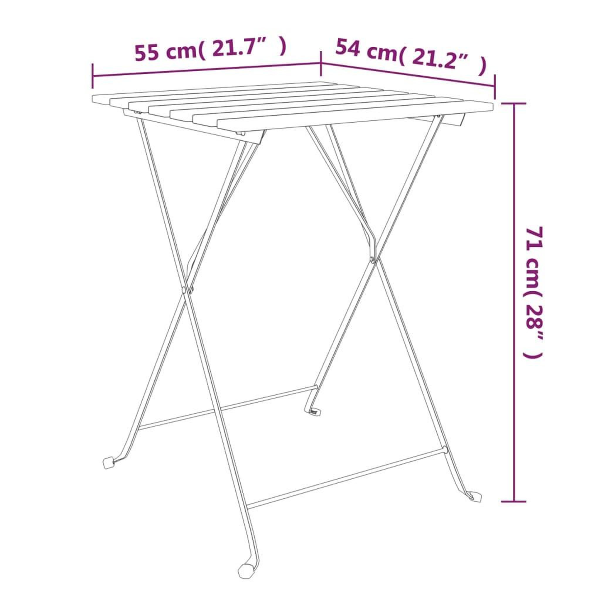Voir la diapositive 6 : VIDAXL Table de bistro pliante 55x54x71cm Bois acacia solide et acier