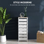 Voir la diapositive 5 : HOMCOM Meuble de rangement chiffonnier moderne 7 tiroirs poignées invisibles acier panneaux blanc chêne clair
