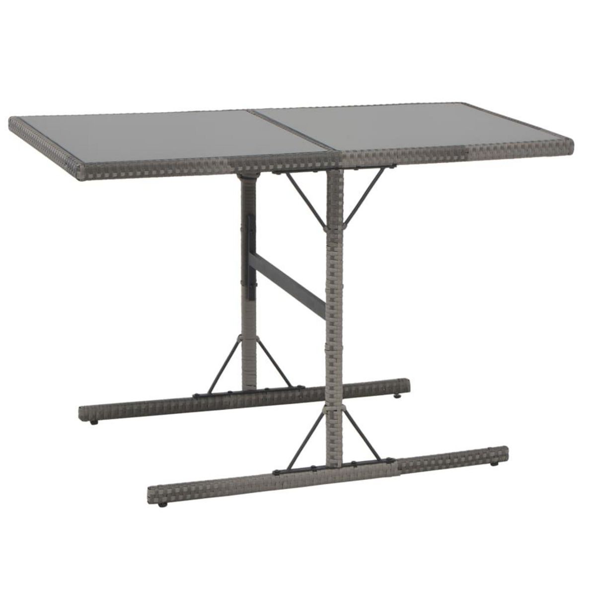 VIDAXL Ensemble a manger d'exterieur 7pcs coussins Resine tressee Gris