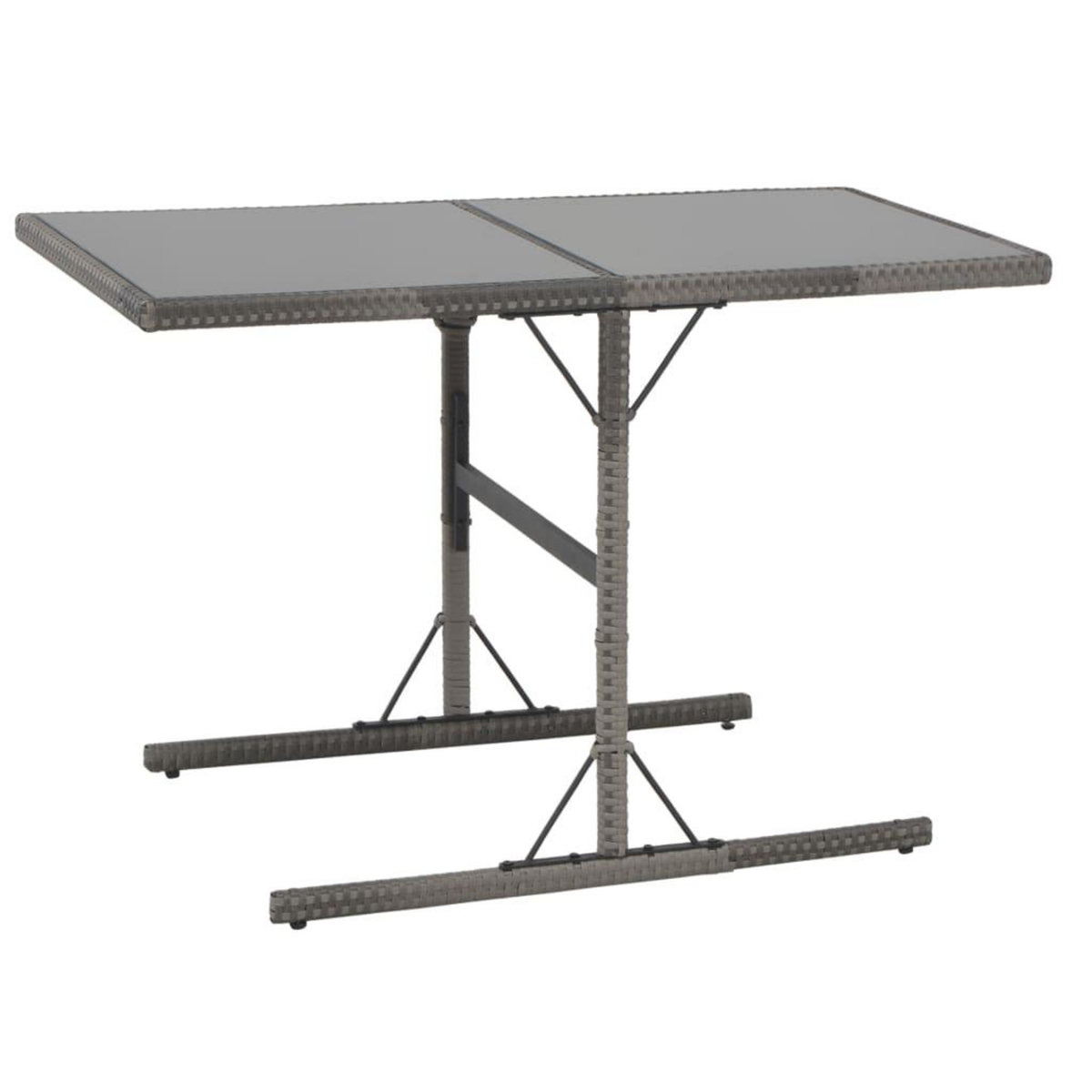 VIDAXL Ensemble a manger d'exterieur 7pcs coussins Resine tressee Gris