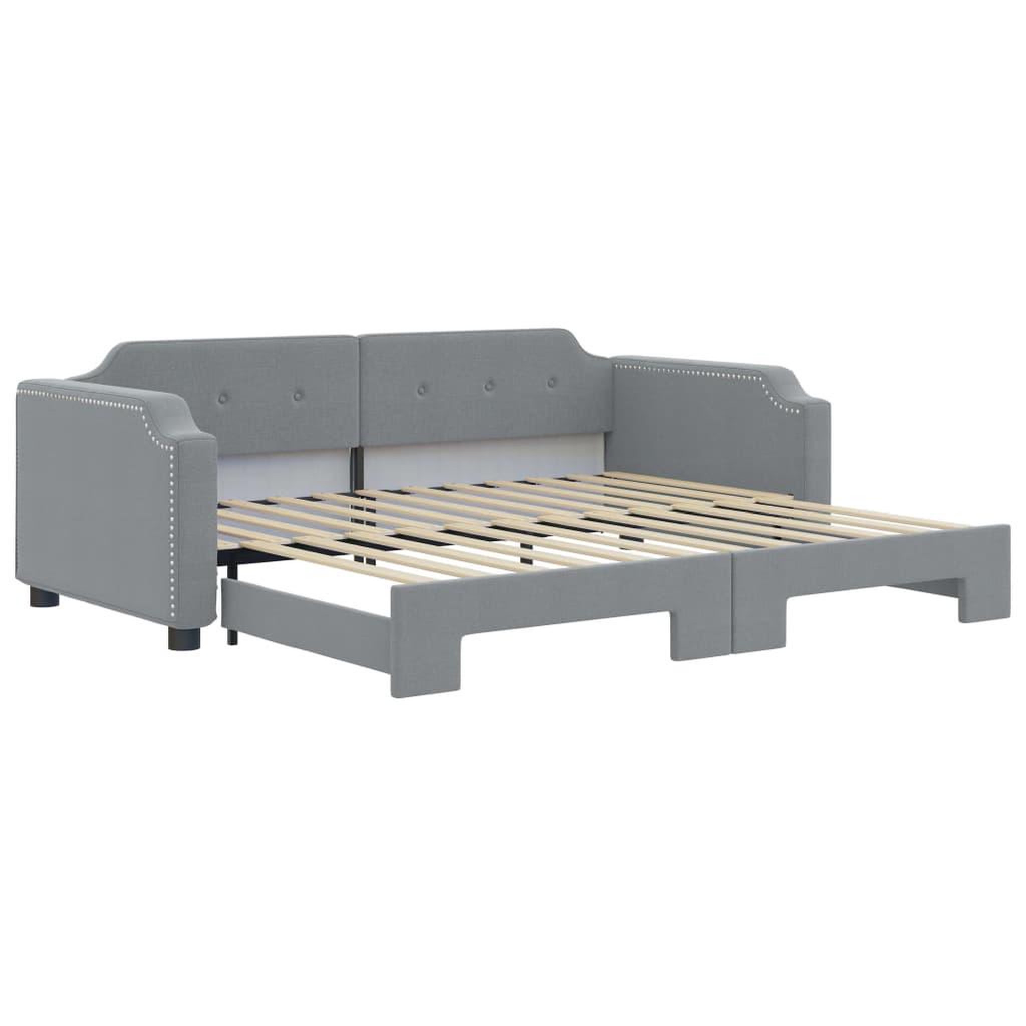 Voir la diapositive 2 : VIDAXL Lit de jour avec gigogne sans matelas gris clair 90x200 cm