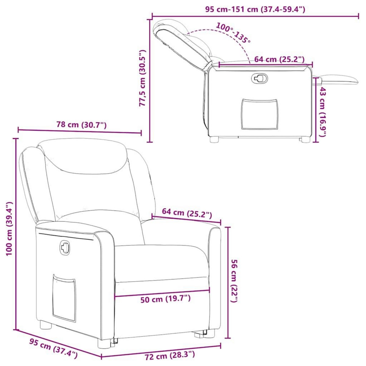 VIDAXL Fauteuil inclinable Creme Tissu