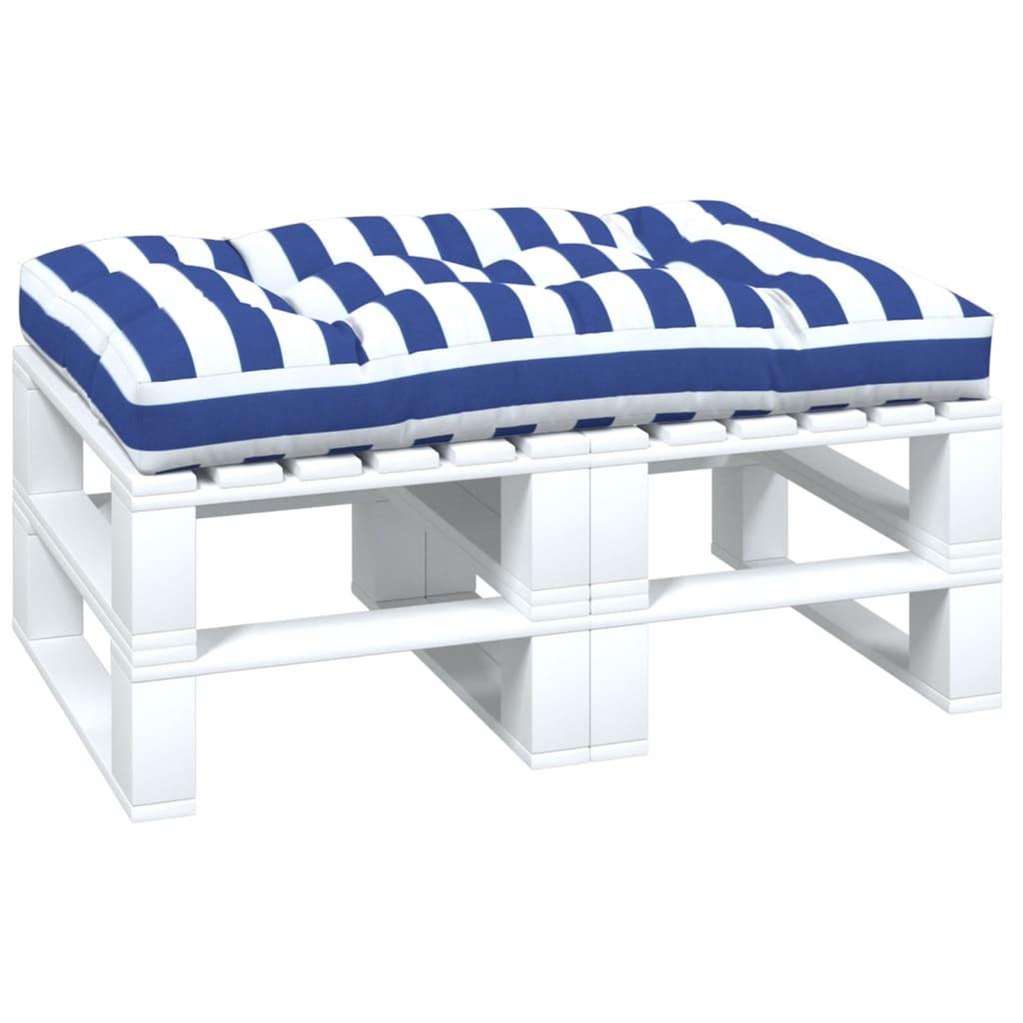 Voir la diapositive 3 : VIDAXL Coussin de palette rayures bleues et blanches 120x80x12cm tissu