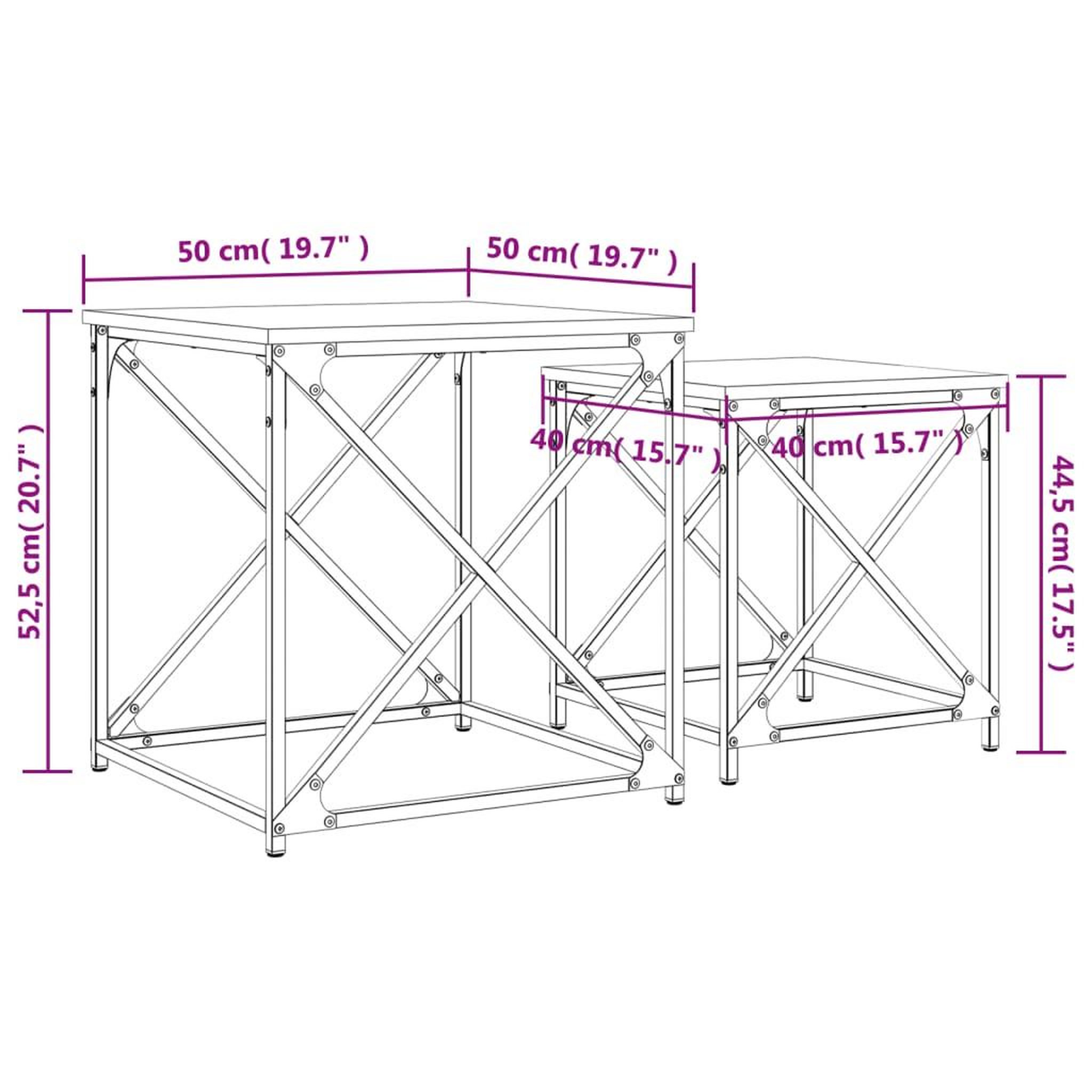 Voir la diapositive 6 : VIDAXL Tables basses gigognes 2 pcs chene sonoma bois d'ingenierie