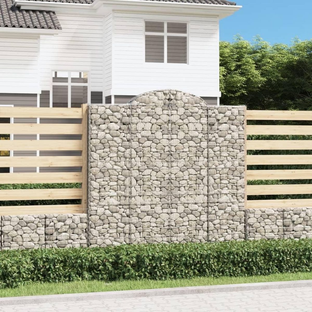 VIDAXL Paniers a gabions arques 3 pcs 200x50x200/220 cm Fer galvanise