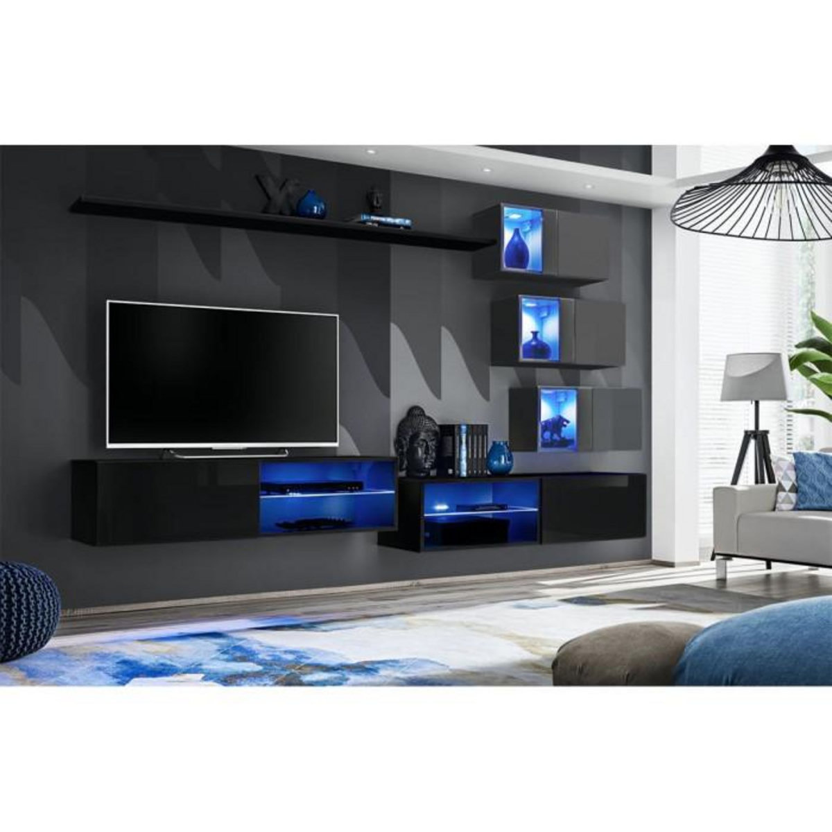 Paris Prix Ensemble Meuble TV  Switch XXIV  250cm Noir & Gris