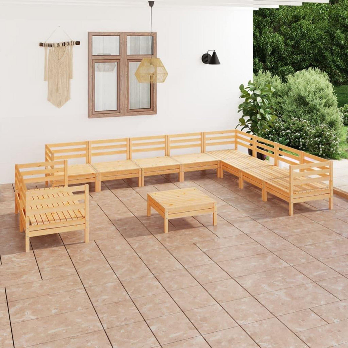 VIDAXL Salon de jardin 11 pcs Bois de pin massif