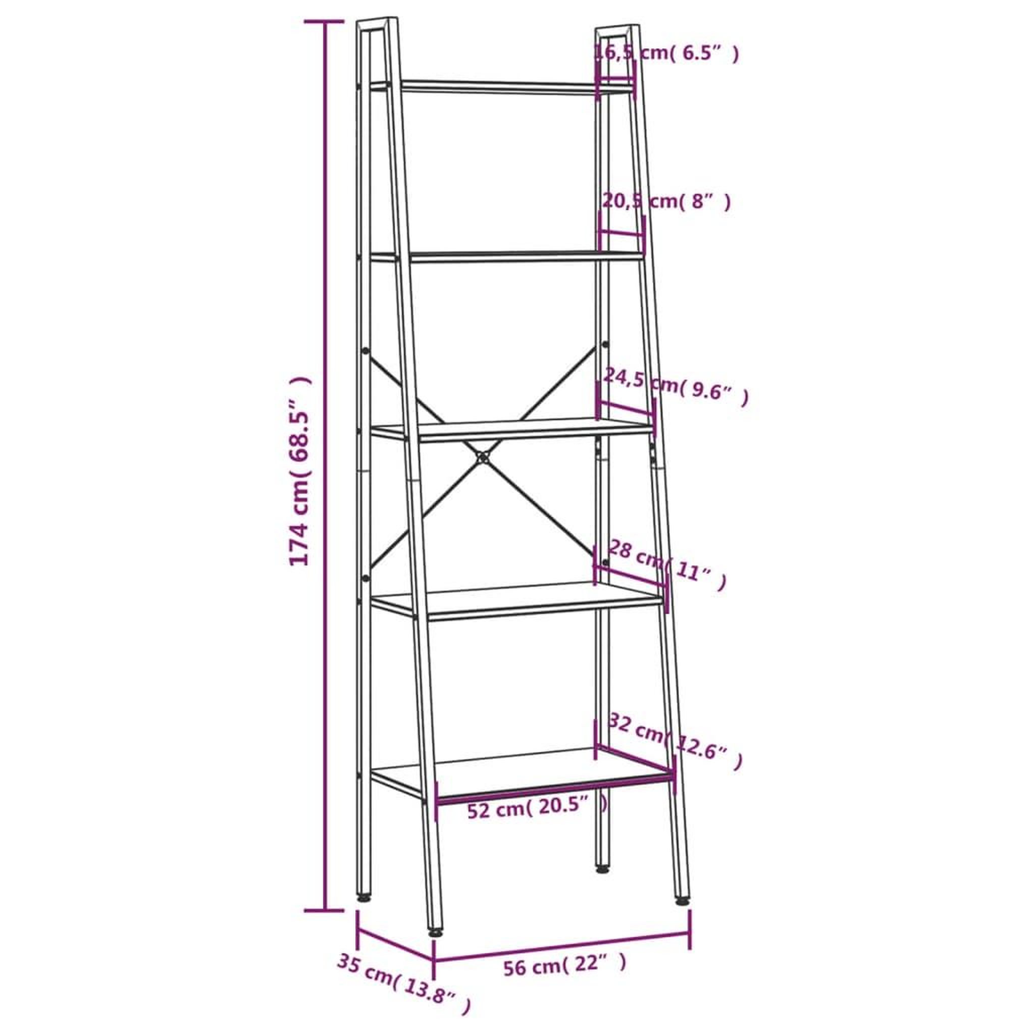 Voir la diapositive 6 : VIDAXL Etagere sur pied 5 niveaux Marron clair et noir 56x35x174 cm
