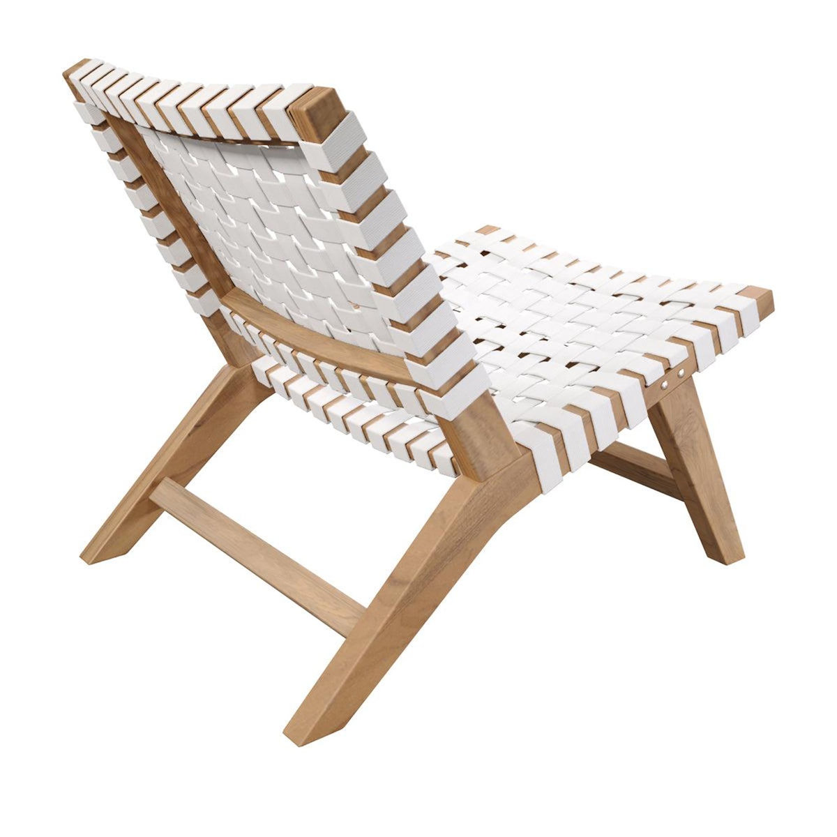 Rendez vous déco Fauteuil de jardin en teck et sangles en tissu blanc-Tao