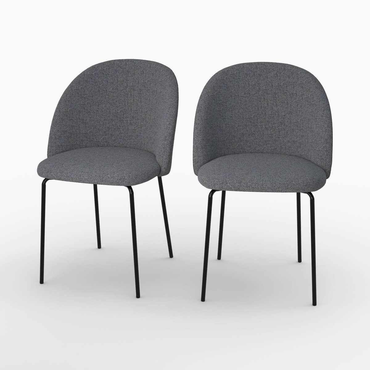 Rendez vous déco Lot de 2 chaises en tissu chiné gris foncé - Karl