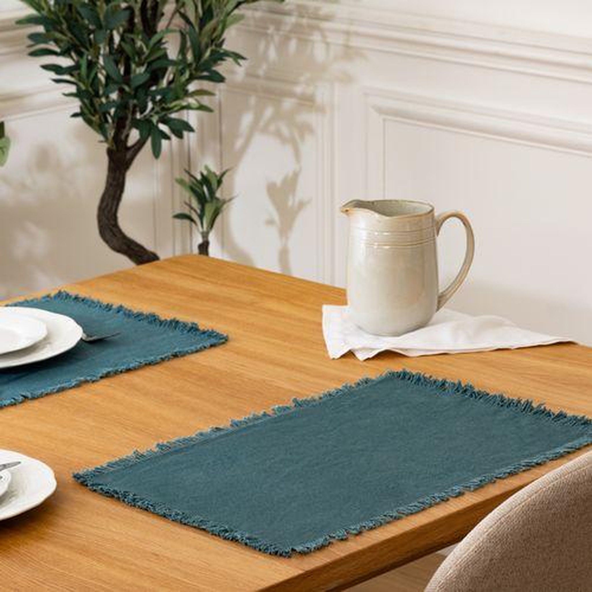 Voir la diapositive 3 : TOILINUX Lot de 6 Sets de table Maha en coton