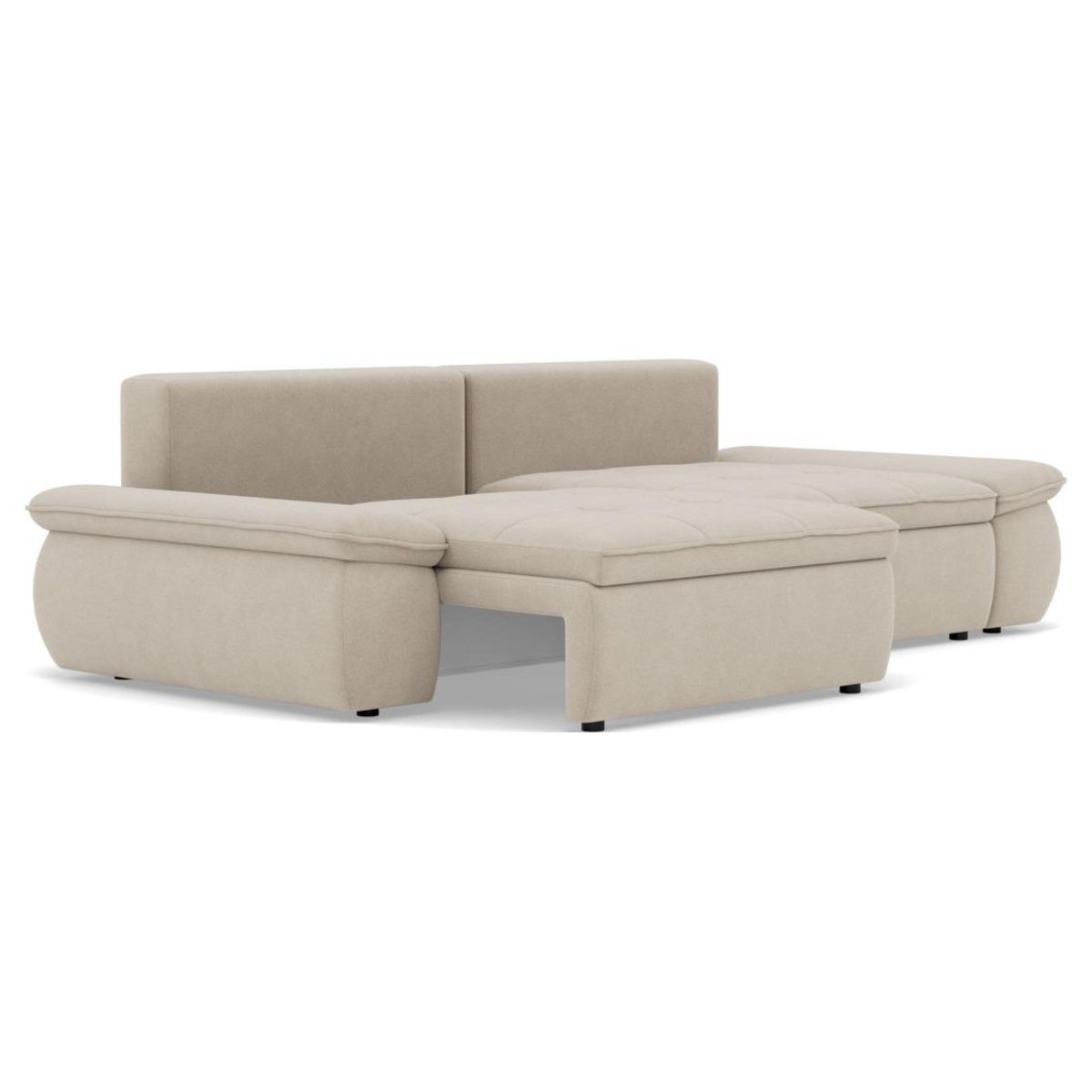 LISA DESIGN Elvona - canapé droit 3 places convertible avec coffre en tissu texturé