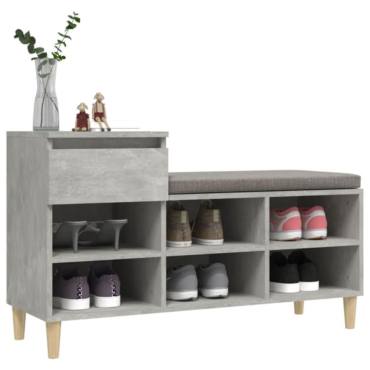 VIDAXL Armoire a chaussures Gris beton 102x36x60 cm Bois d'ingenierie
