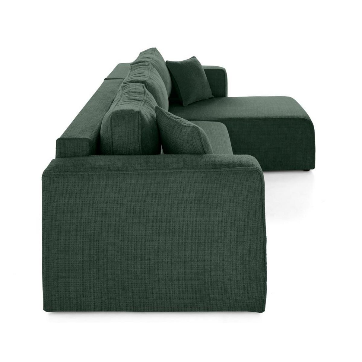 BEST MOBILIER Topaze - canapé d'angle déhoussable réversible 4 places en velours texturé