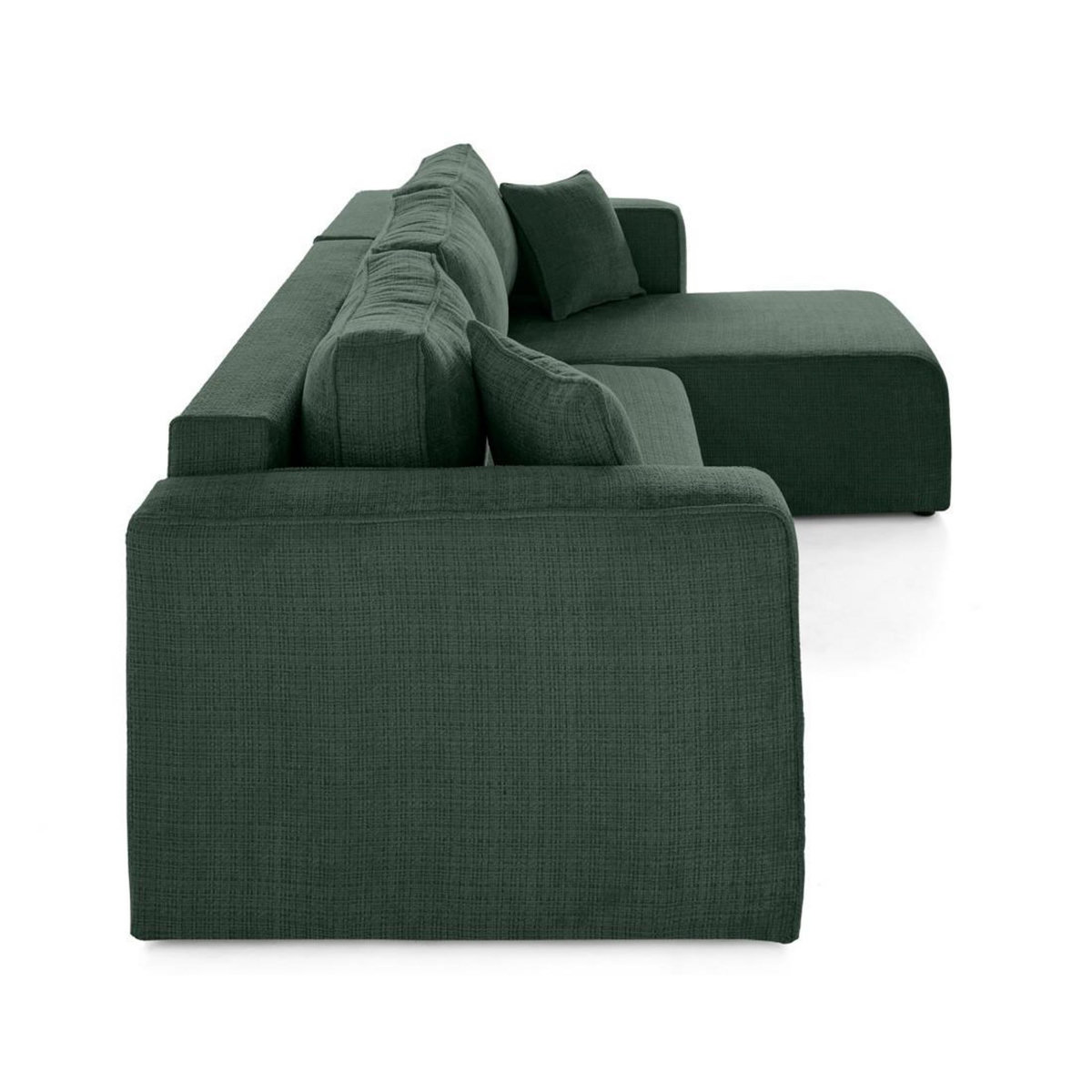 BEST MOBILIER Topaze - canapé d'angle déhoussable réversible 4 places en velours texturé