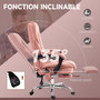 Voir la diapositive 6 : VINSETTO Fauteuil de bureau manager massant chauffant inclinable réglable télécommande repose-pieds rétractable velours rose poudré