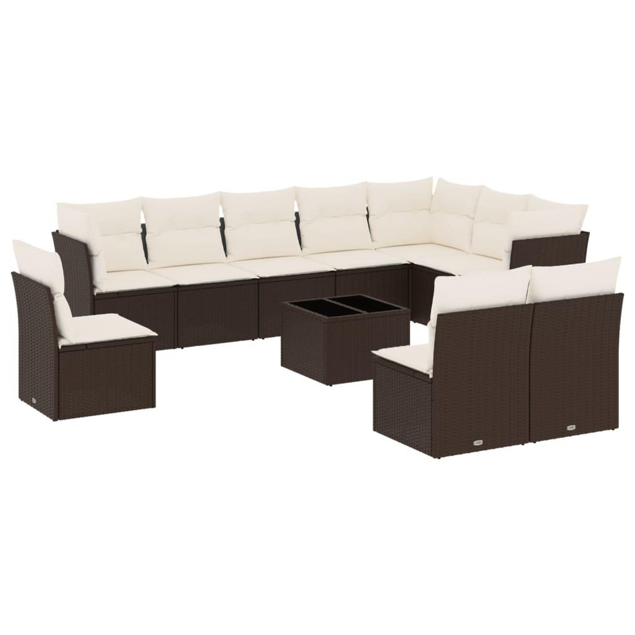 Voir la diapositive 2 : VIDAXL Salon de jardin et coussins 11 pcs marron resine tressee