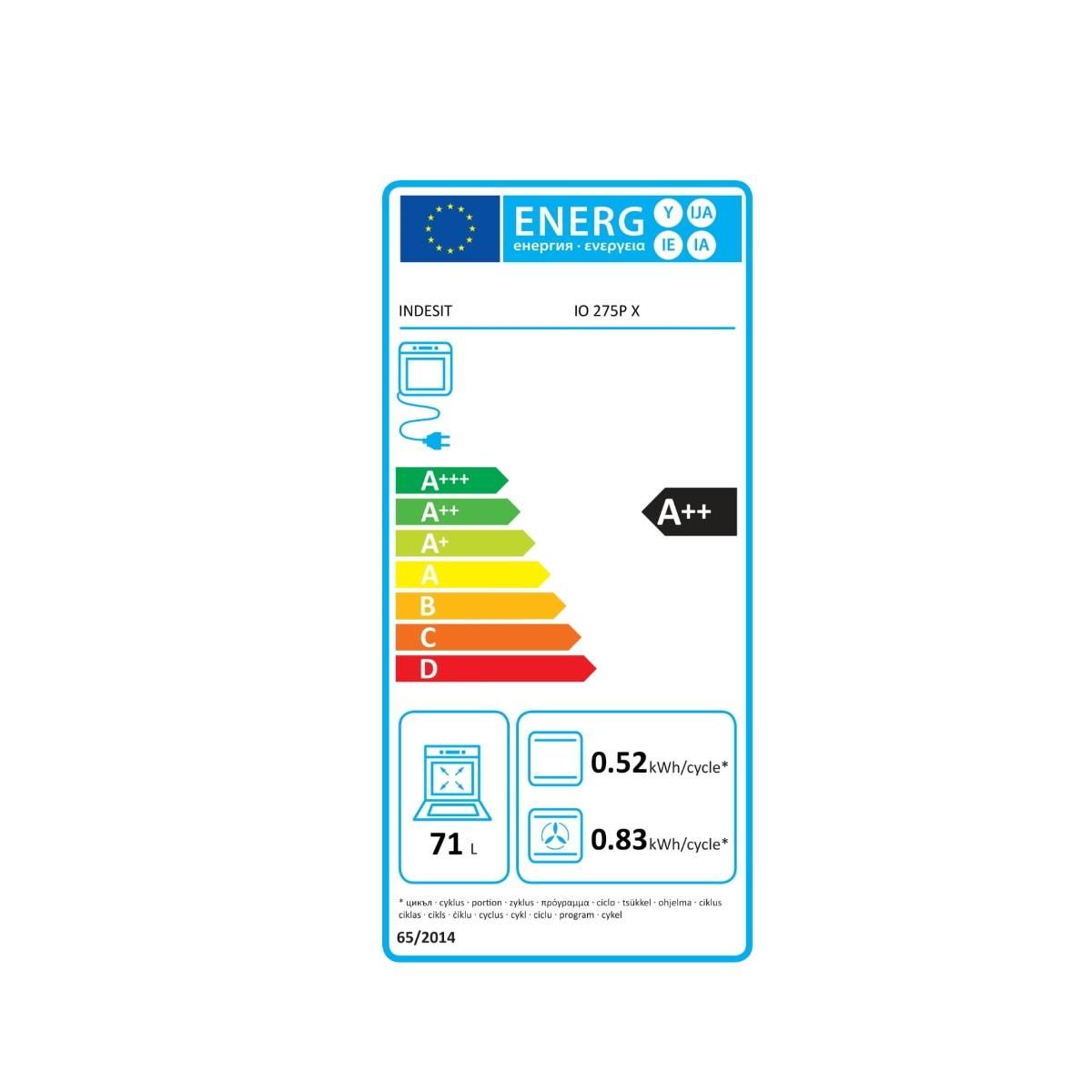 Indesit Four intégrable multifonction 71l 60cm pyrolyse - IO275PX