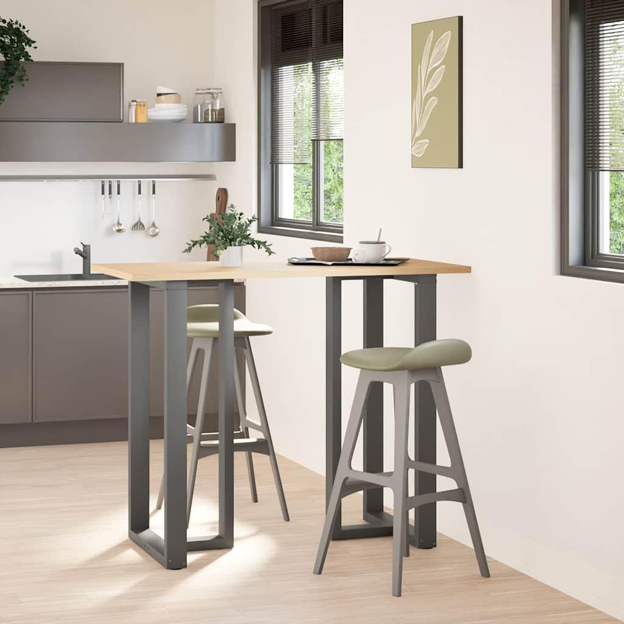 Voir la diapositive 2 : VIDAXL Pieds de table de bar forme de T 2 pcs anthracite acier