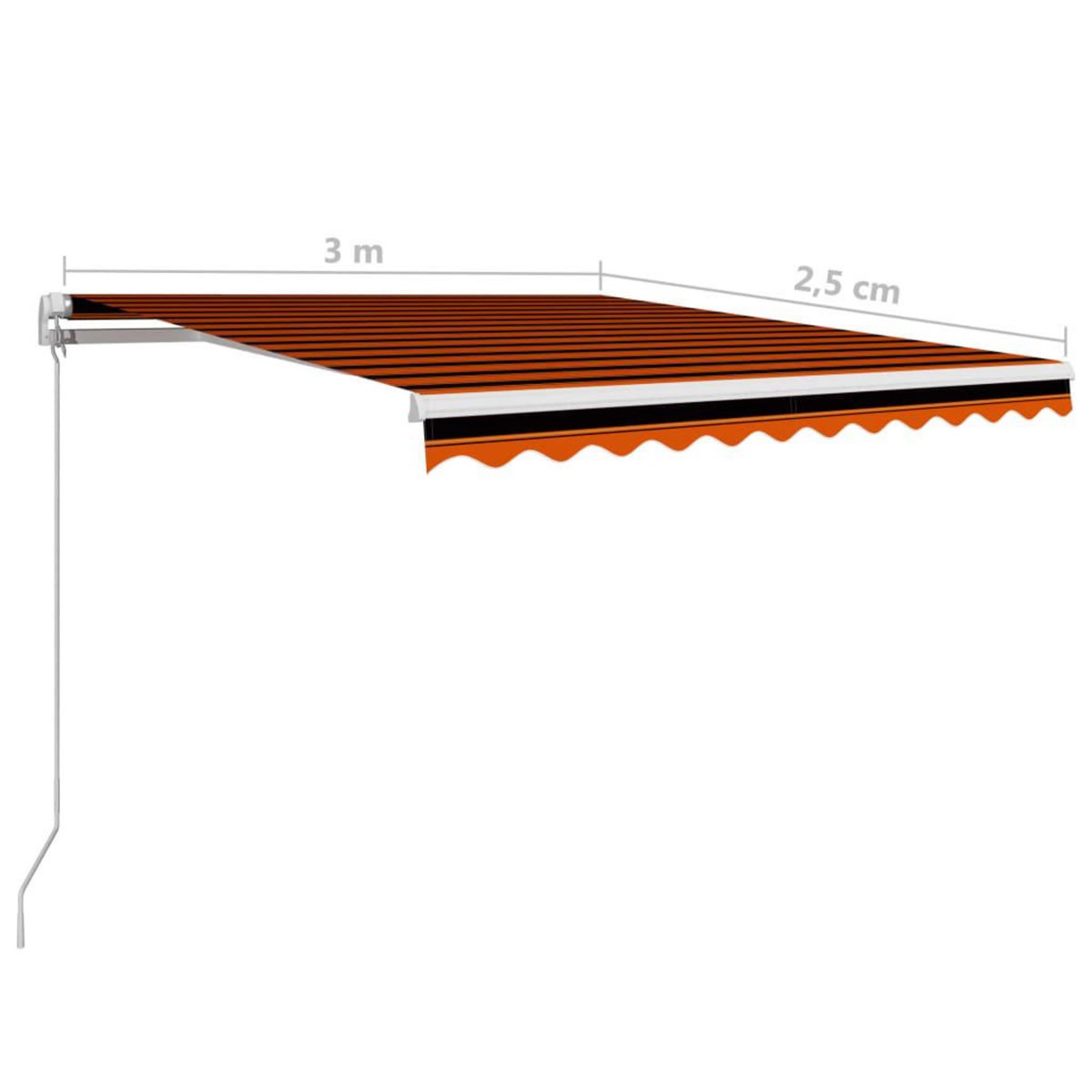 VIDAXL Auvent manuel retractable 300x250 cm Orange et marron