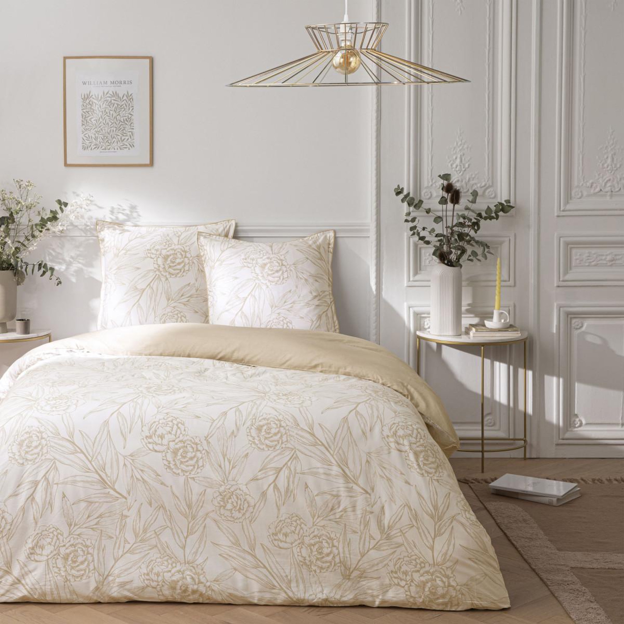 Voir la diapositive 1 : FUTURE HOME Parure de lit 2 personnes en satin de coton réversible