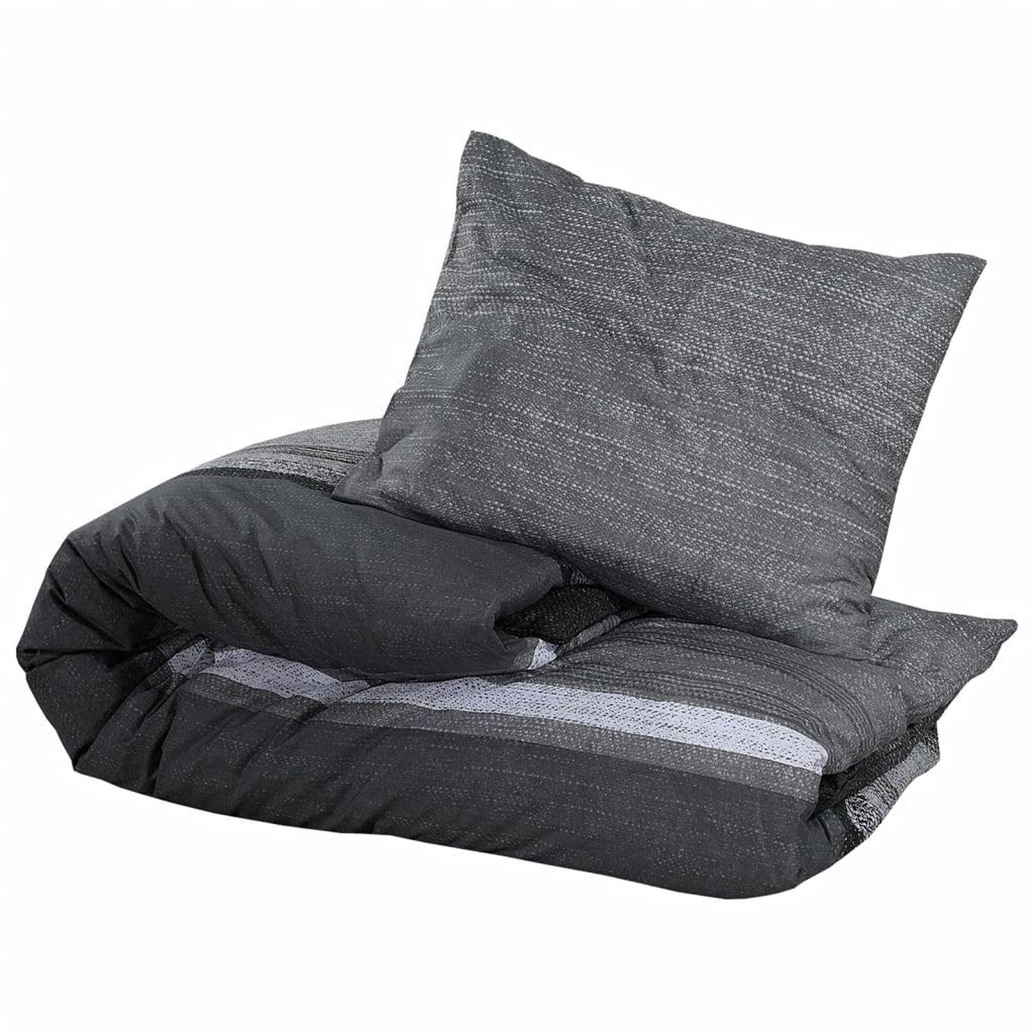 Voir la diapositive 3 : VIDAXL Ensemble de housse de couette gris fonce 140x200 cm Coton