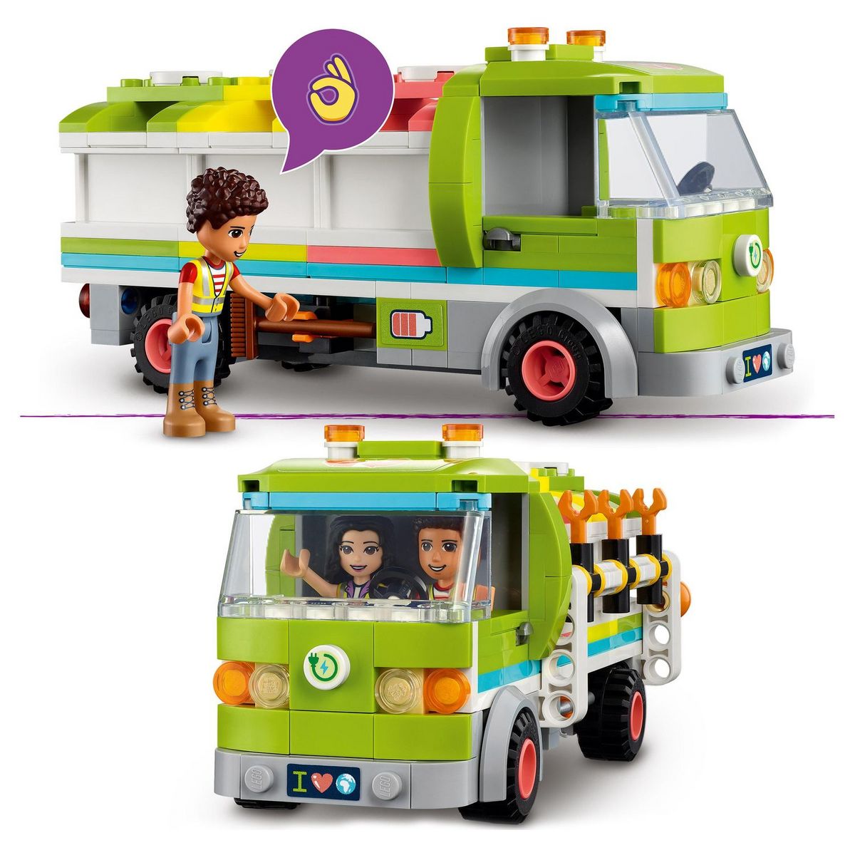 LEGO Friends 41712 Le Camion de Recyclage, Jouet Éducatif, avec Mini-poupée Emma