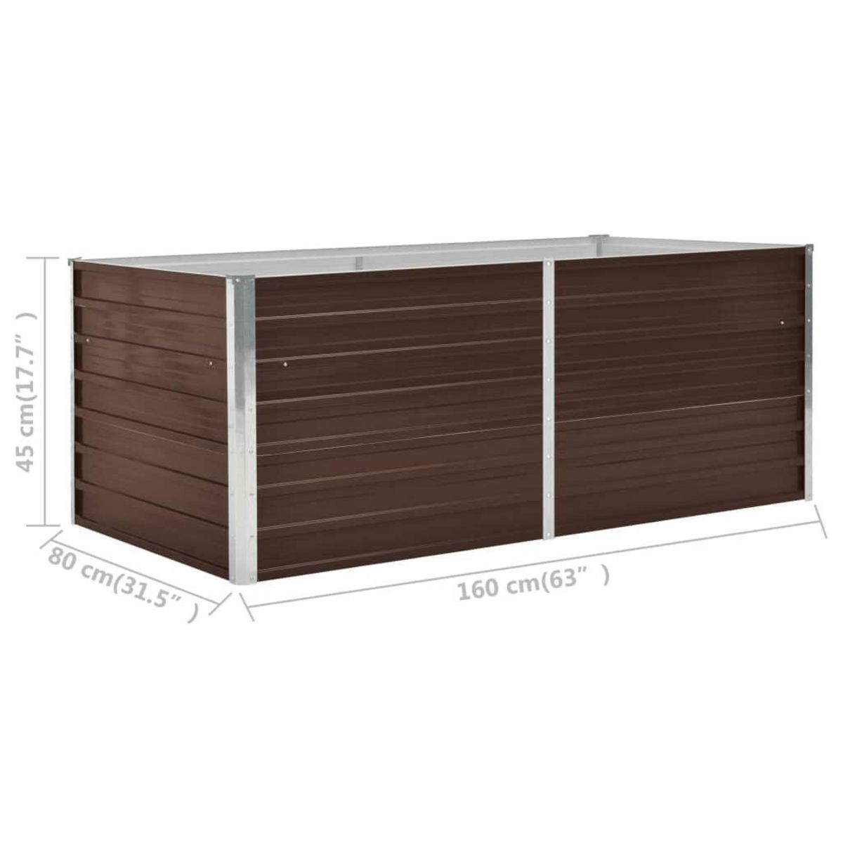 VIDAXL Jardiniere 160 x 80 x 45 cm Acier galvanise Marron